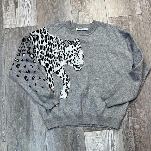 WDSTYLE Crew Neck Knitted Sweaters for Women Loose Casual  Leopard Print… - Picture 9 of 13